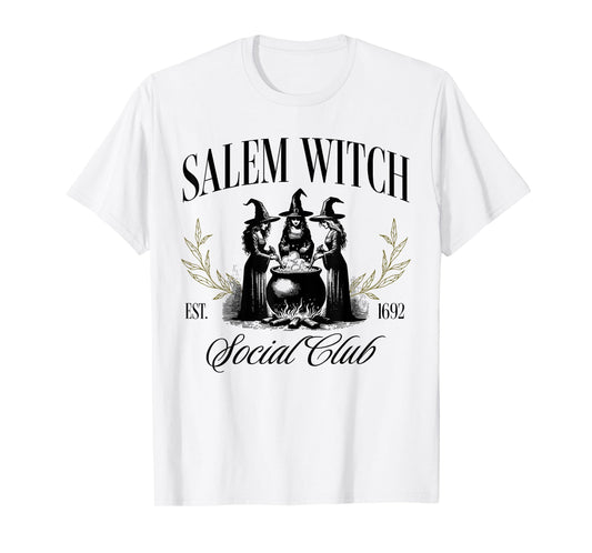 Salem 1692 Social Club Witch Halloween Witchy Women Girls T-Shirt