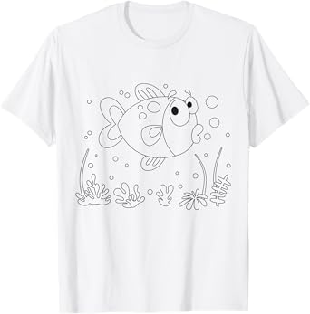 Cute fish to paint & color for kids T-Shirt