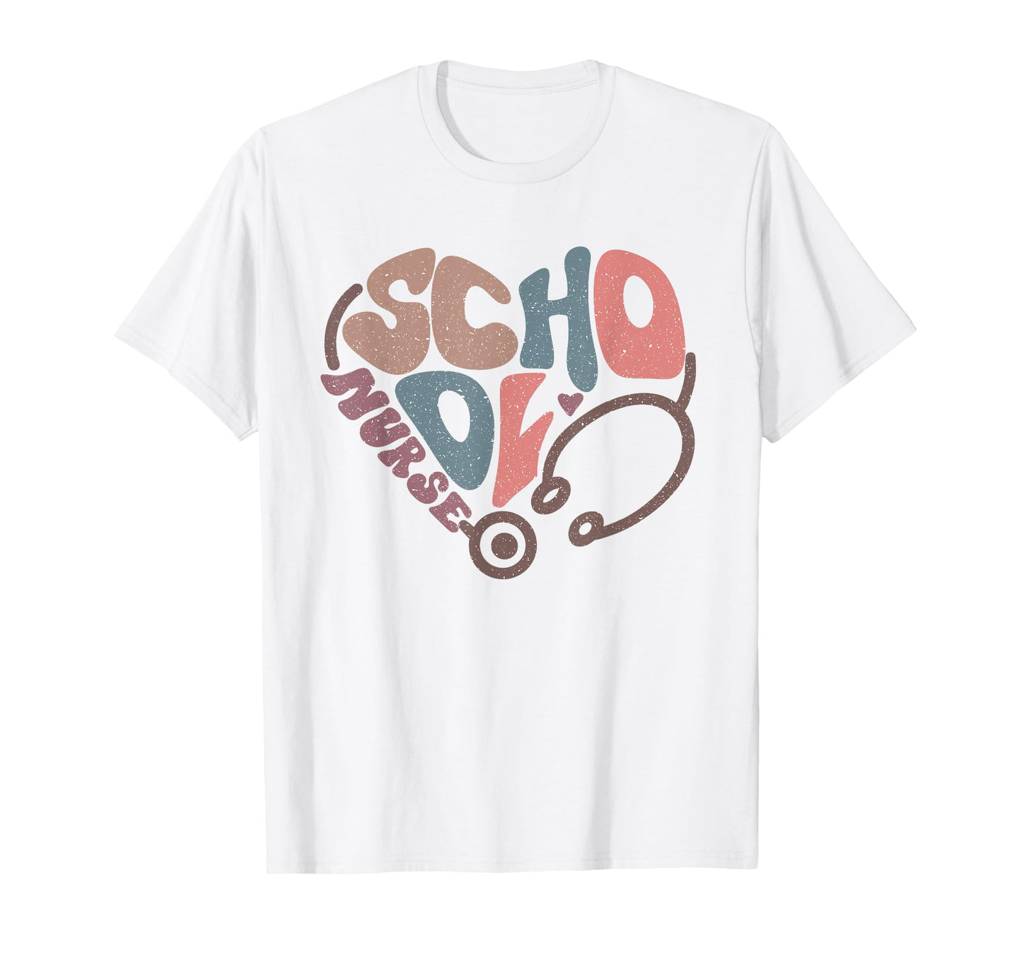 Groovy School Nurse Stethoscope Heart Nursing Nurse Day Week T-Shirt