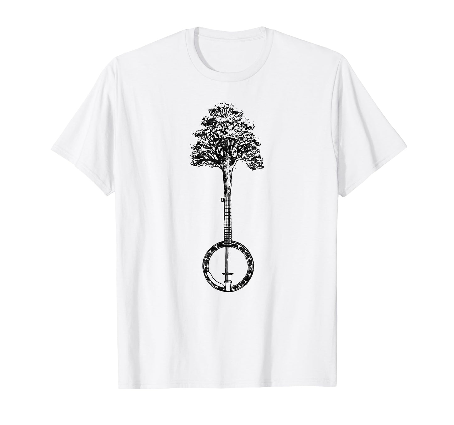Banjo Tree Minimalist Design Vintage Nature & Music Graphic T-Shirt