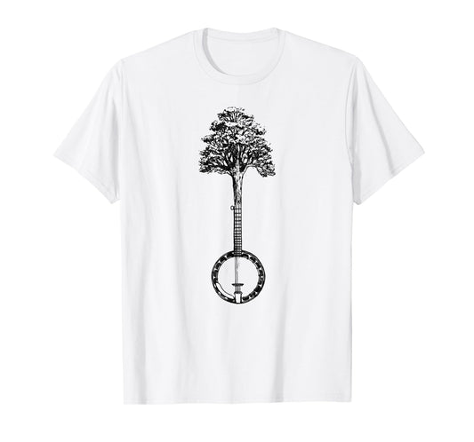 Banjo Tree Minimalist Design Vintage Nature & Music Graphic T-Shirt