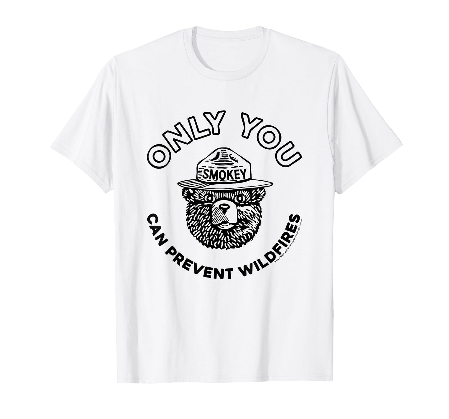 Smokey Bear Only You Can Prevent Forest Fires Minimal Logo T-Shirt