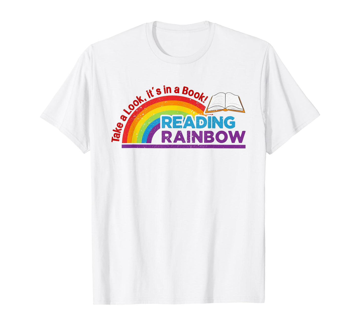 vintage retro rainbow take a look it's in a book reading art T-Shirt
