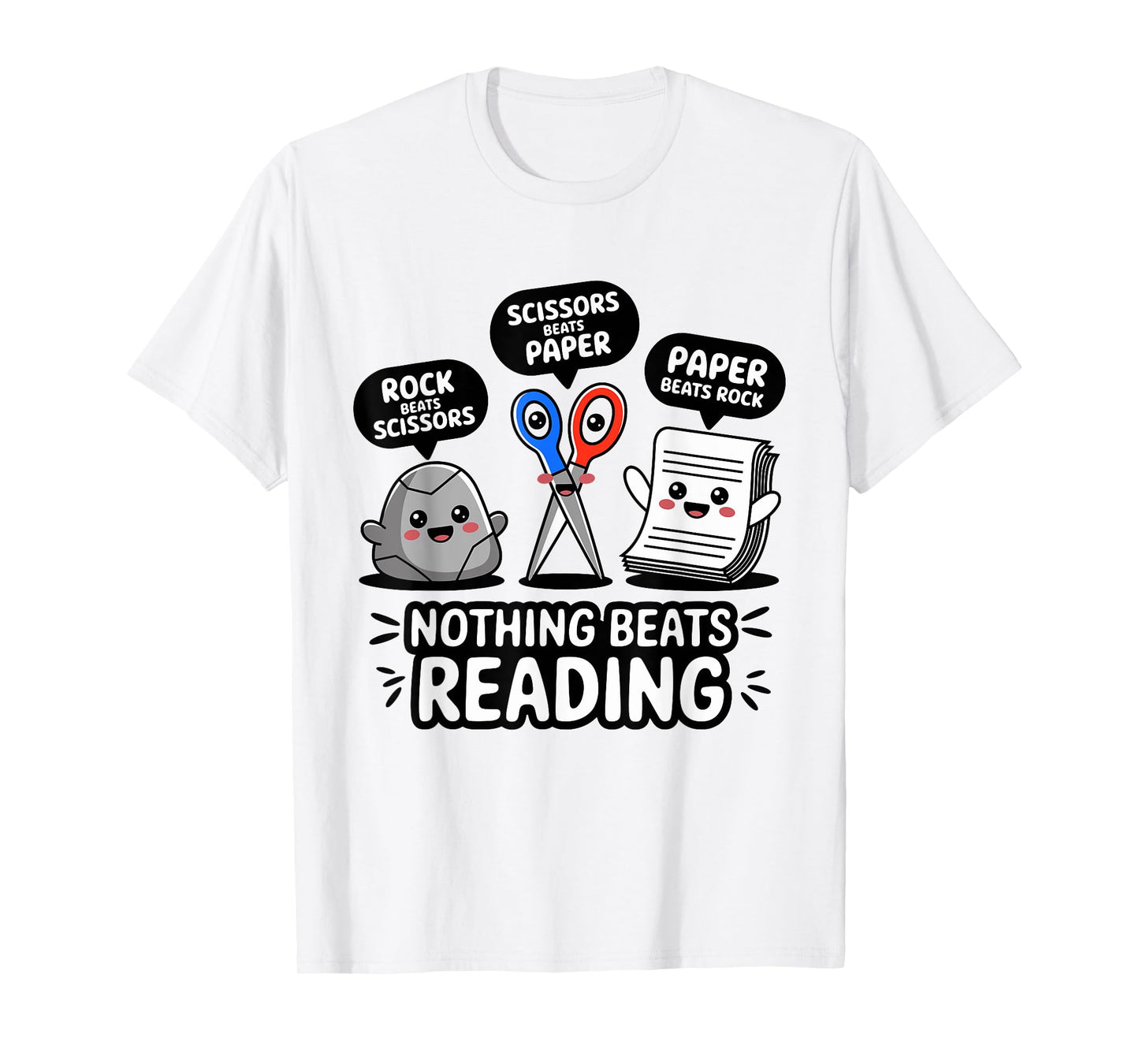 Nothing Beats Reading Rock Paper Scissors Funny Book Lover T-Shirt