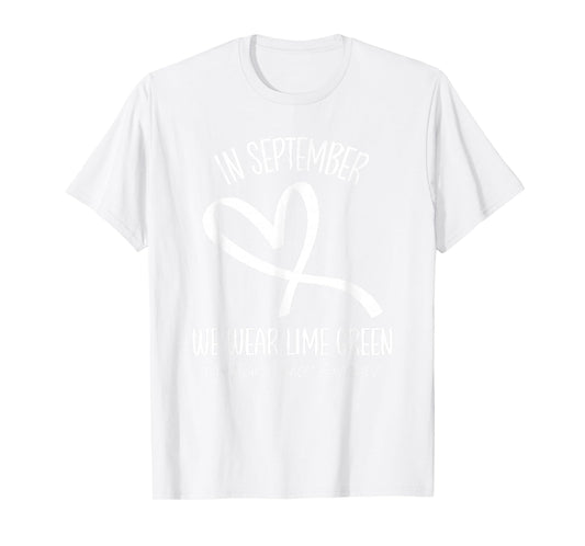 Heart September Lime Green Lymphoma Cancer Awareness Ribbon T-Shirt