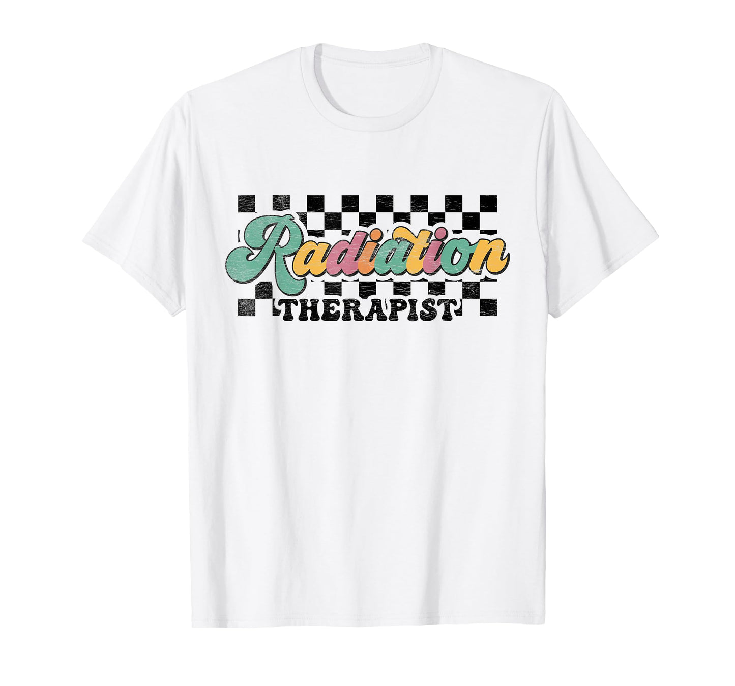Retro Checkered Radiation Therapist Squad Oncology Nurse T-Shirt
