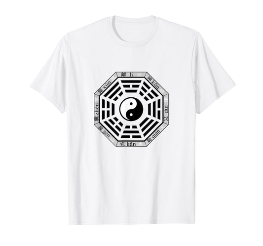 Ba Gua Mirror Feng Shui Yin and Yang Symbol / Tai Chi Lovers T-Shirt