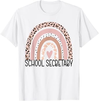 School Secretary leopard rainbow Cute School Secretary T-Shirt