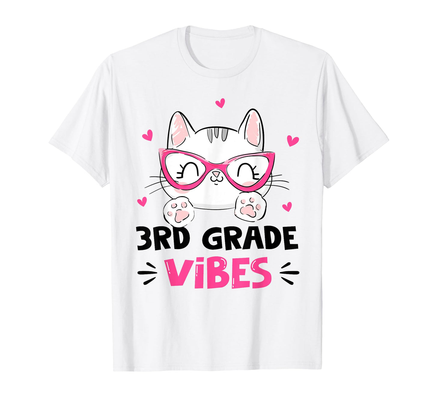 Third 3rd Grade Vibes Back to School Cute Cat Cute For Girls T-Shirt