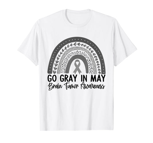Go Gray In May Shirt Rainbow Brain Cancer Tumor Awareness T-Shirt