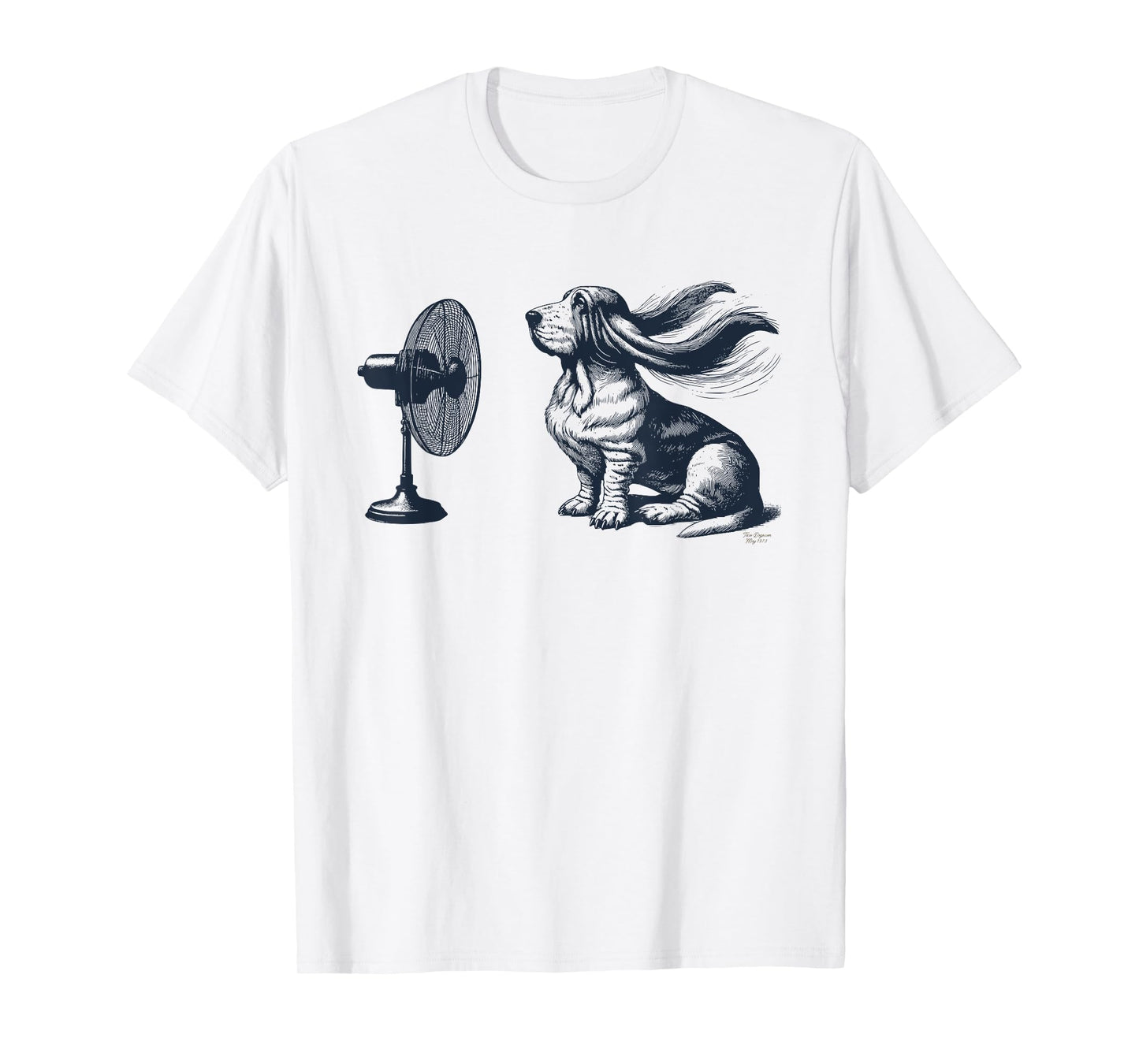 Basset Hound Fan Club Funny Dog Blown by Breeze Design T-Shirt