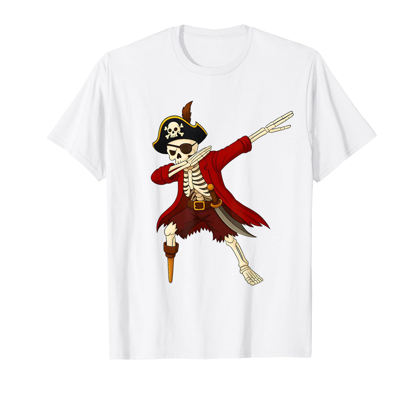 Dabbing Pirate Skeleton Spooky Costume Funny Halloween T-Shirt