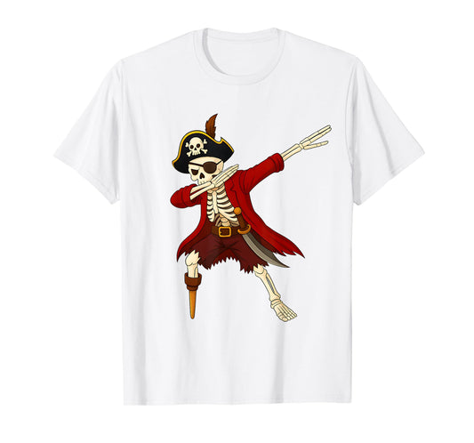 Dabbing Pirate Skeleton Spooky Costume Funny Halloween T-Shirt