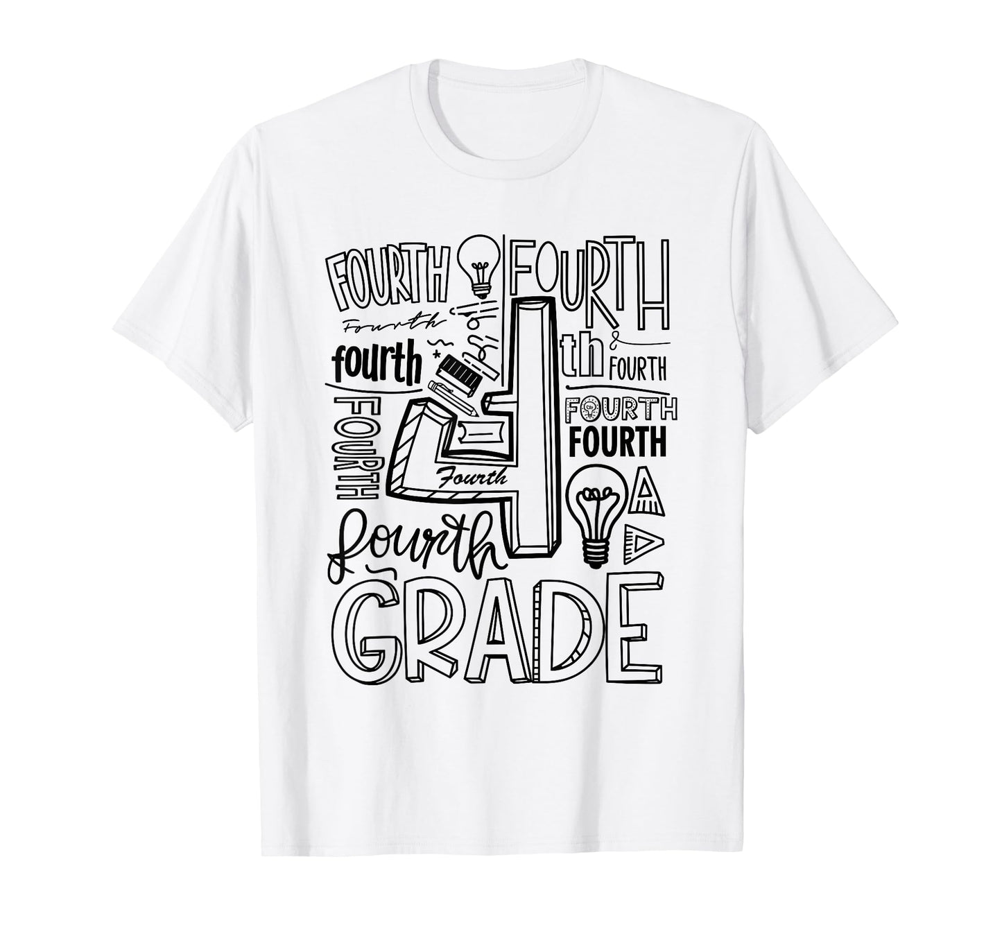 Fourth 4th Grade Typography Back To School T-Shirt