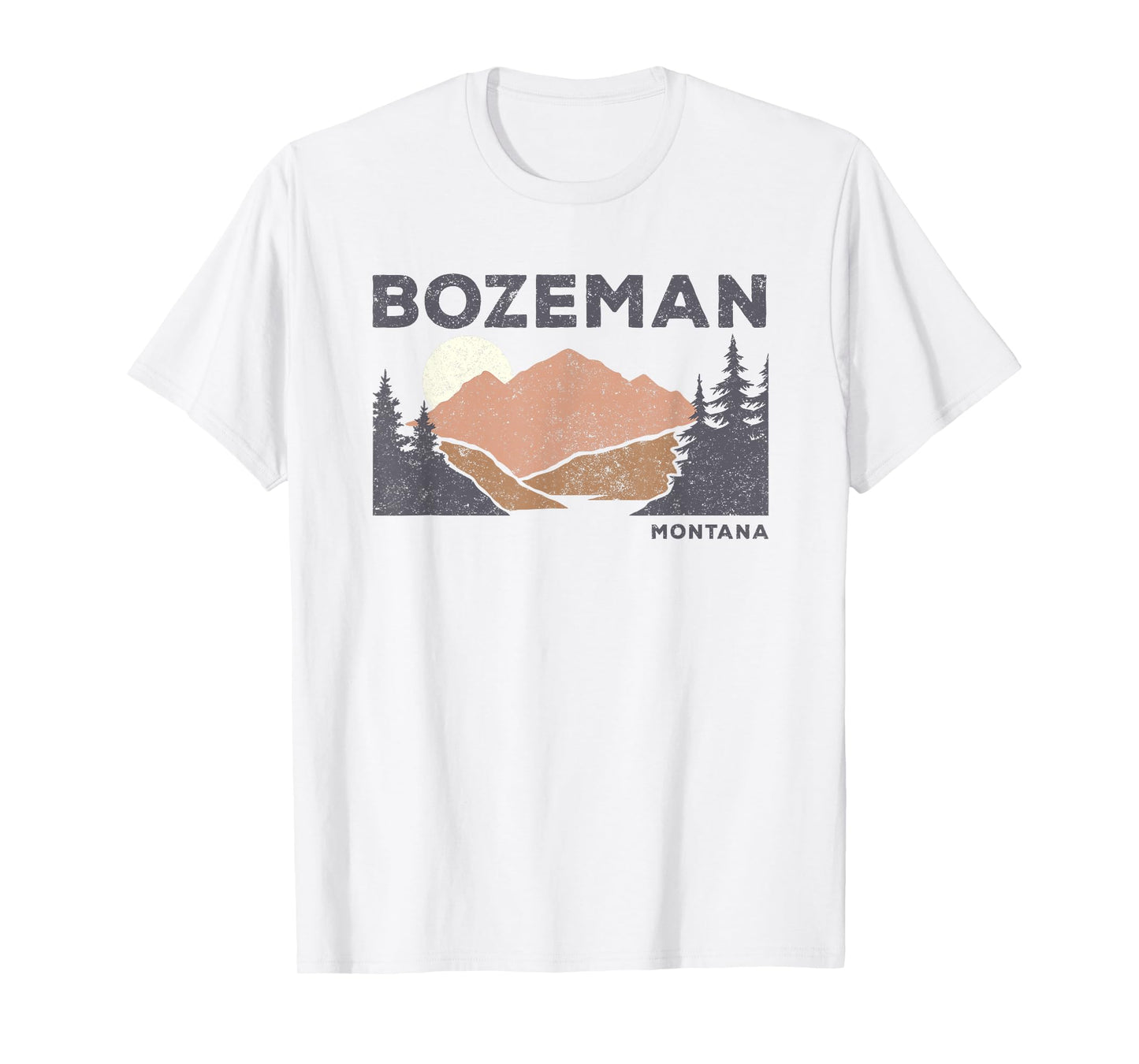 Vintage Bozeman Montana Retro Faded Mountain Nature Forest T-Shirt