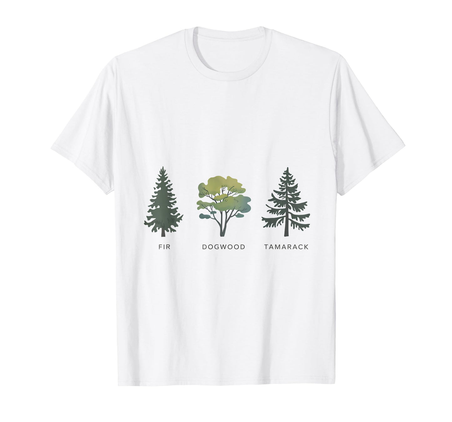 Fir Dogwood Tamarack Tree Silhouettes Nature Art T-Shirt