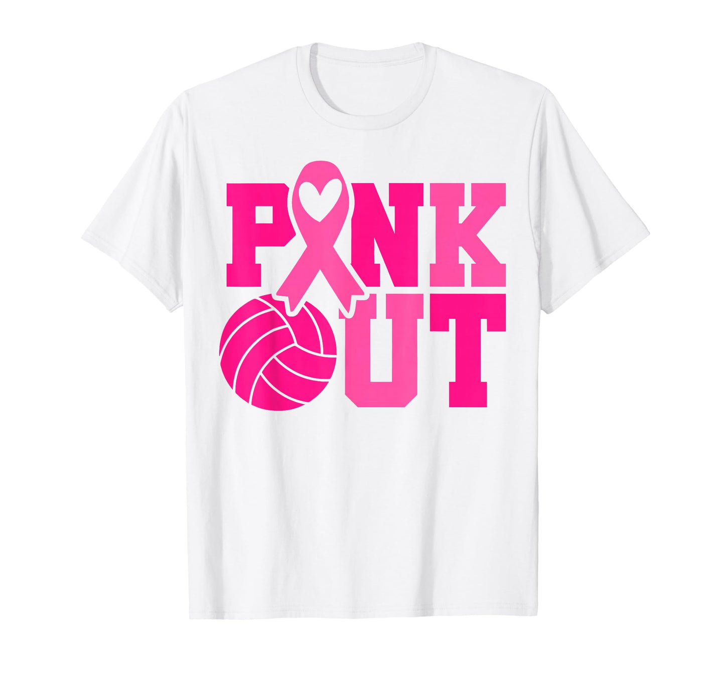 Volleyball Pink Out Breast Cancer Awareness Pink Ribbon T-Shirt