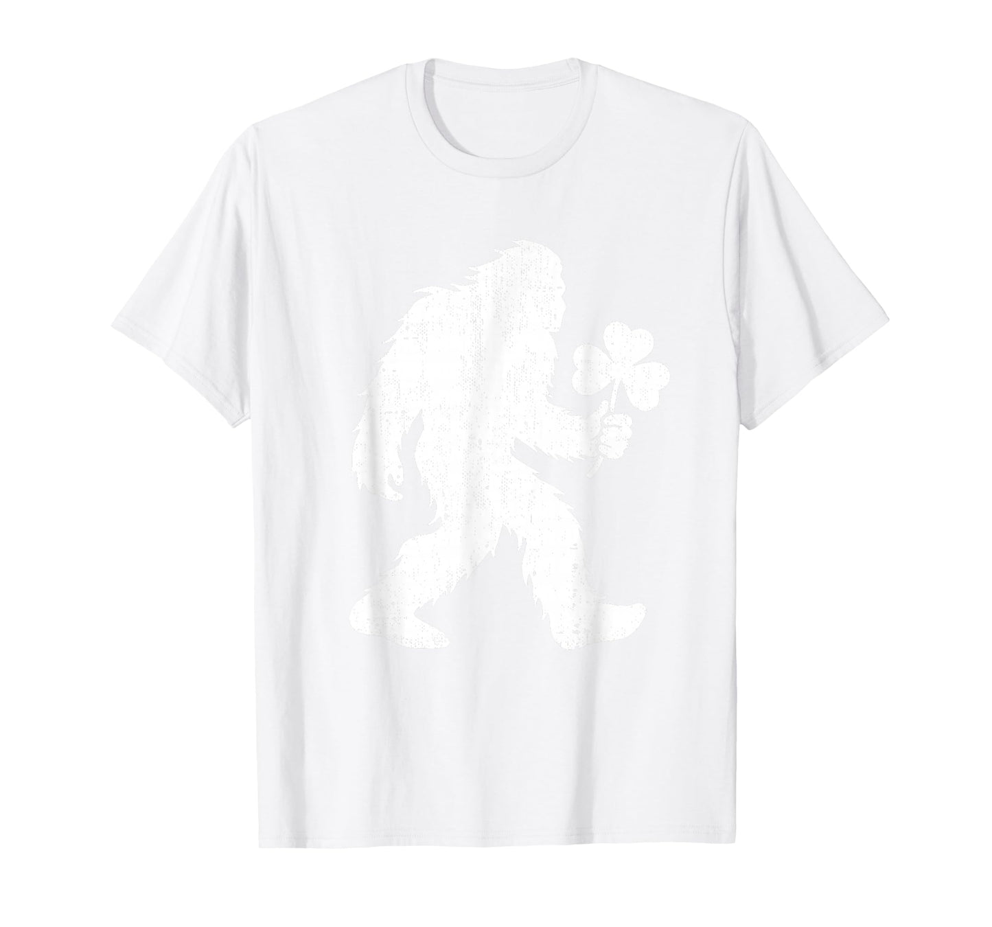 Bigfoot Shamrock St Patricks Day Adults Kids March T-Shirt - T-Shirt | White