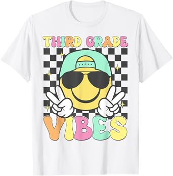 3rd Grade Vibes Smile Face Back To School Third Grade T-Shirt