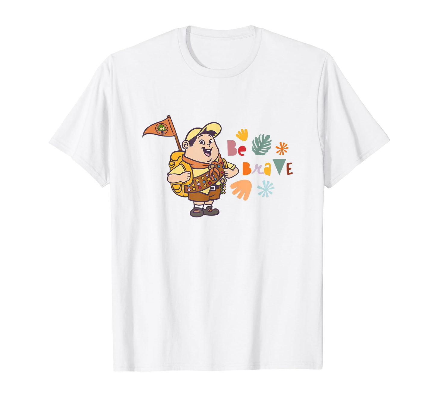 Disney Pixar Up Be Brave Cute Russell Colorful Chest Logo T-Shirt