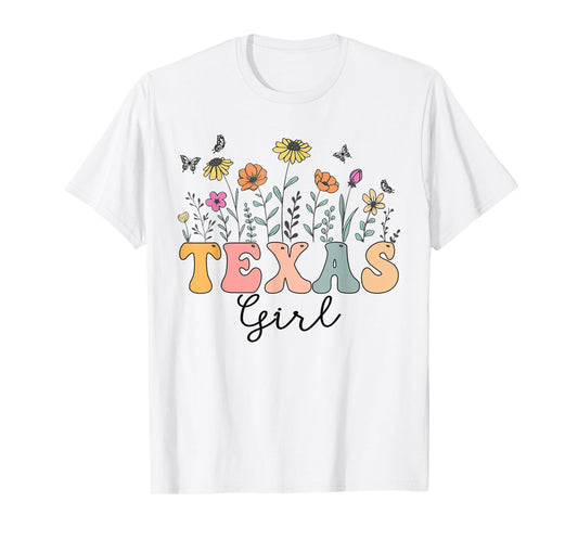 Texas Girl Wildflower Groovy Texas Lover T-Shirt