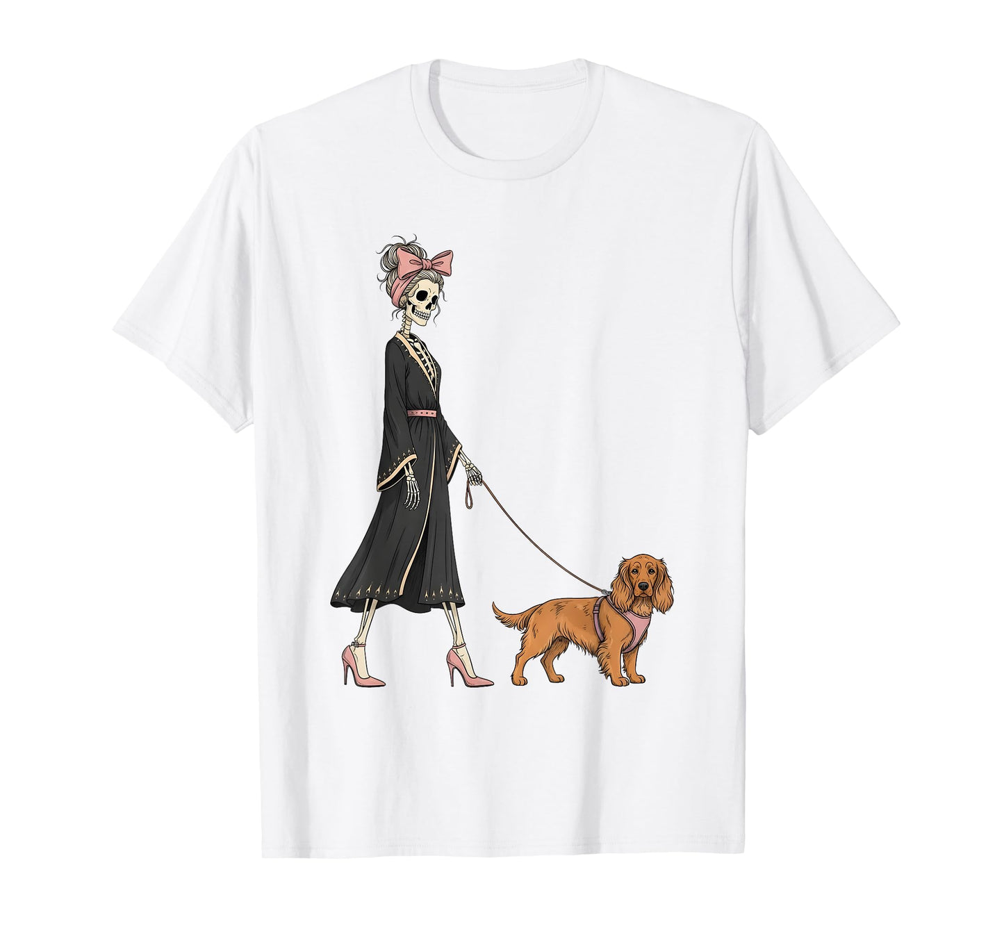 Skeleton Sussex Spaniel Dog Walking Halloween Women T-Shirt