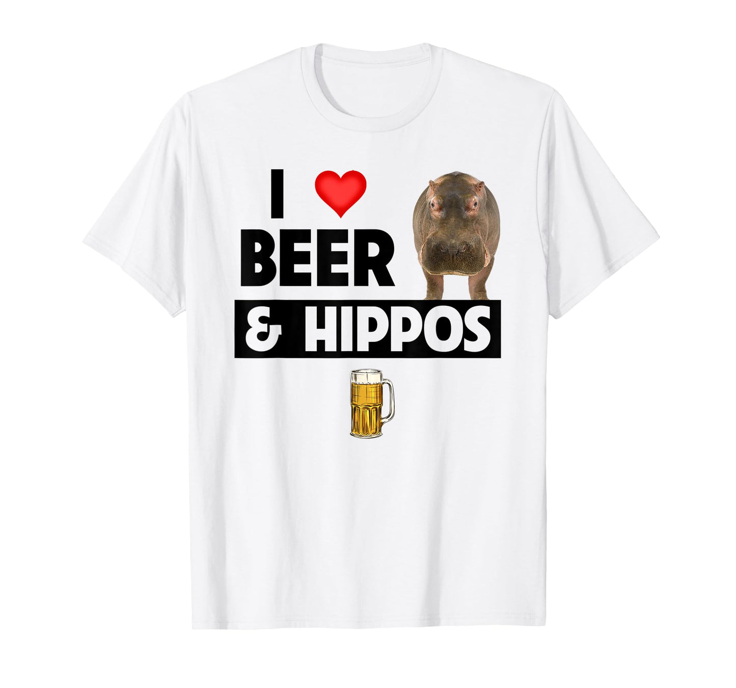 I Love Beer and Hippos Drinking Wildlife Safari Animals T-Shirt