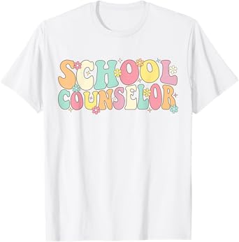 Groovy School Counselor Back To School Teacher Counseling Men Women Girls Kids T-Shirt