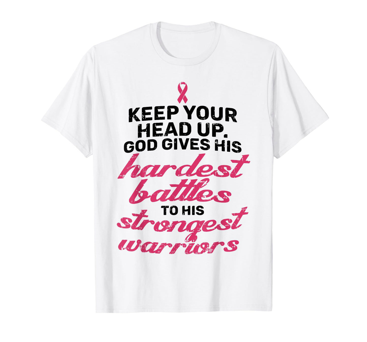 Breast Cancer Awareness Shirt Pink Ribbon Keep Your Head Up T-Shirt