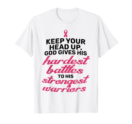 Breast Cancer Awareness Shirt Pink Ribbon Keep Your Head Up T-Shirt