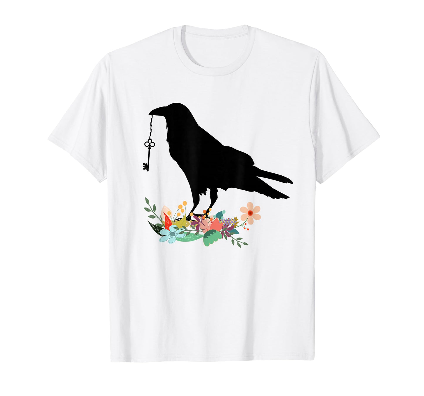 Blackbird With Key T-Shirt Crow Tee Shirt T-Shirt