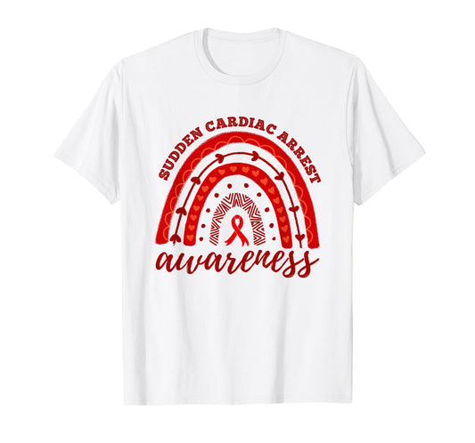 Rainbow Red Ribbon Sudden Cardiac Arrest Awareness T-Shirt
