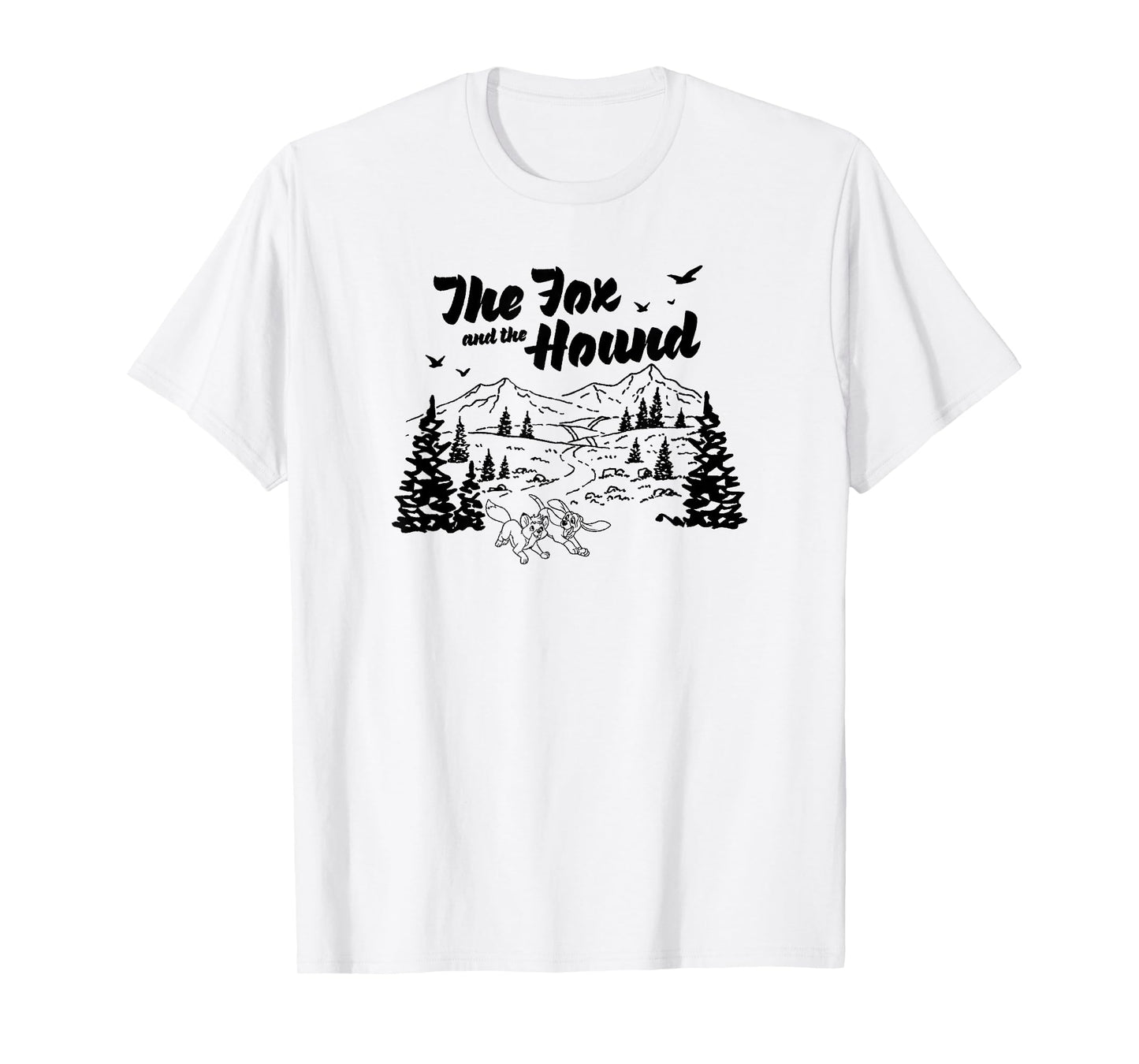 Disney The Fox and the Hound Friends Landscape Vintage Logo T-Shirt