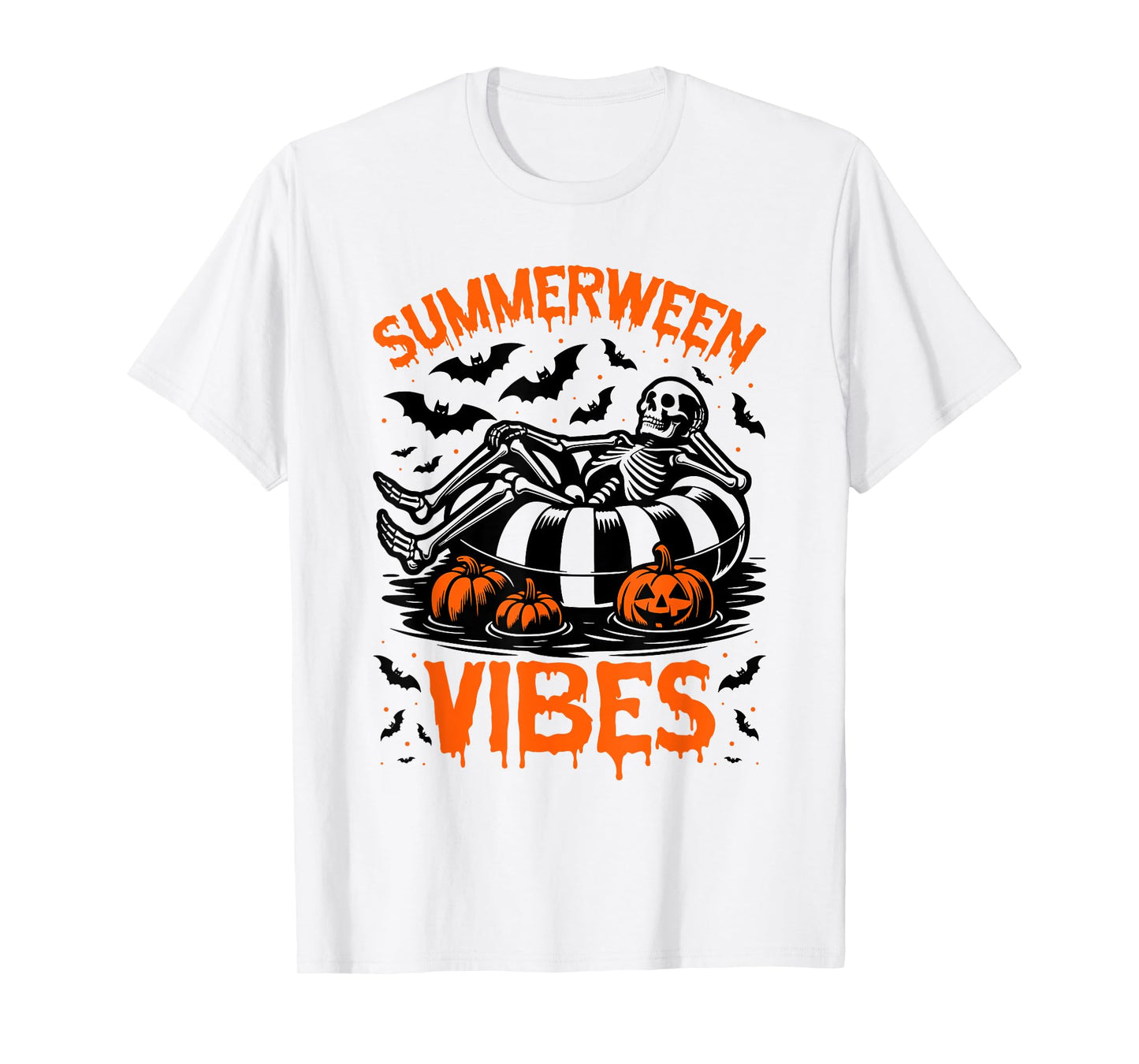 Summerween Vibes Skeleton Float Summer Halloween T-Shirt