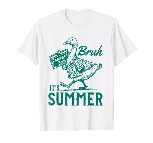 Cute Silly Goose Summer Vibes Beach Vintage Bruh It's Summer T-Shirt