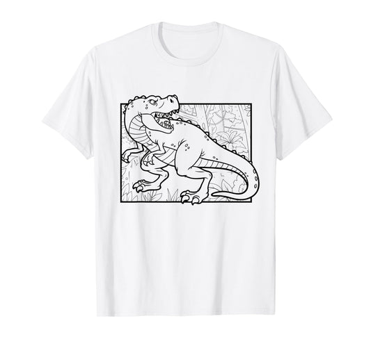 Dino Motif For Coloring And Painting For Artists Children T-Shirt