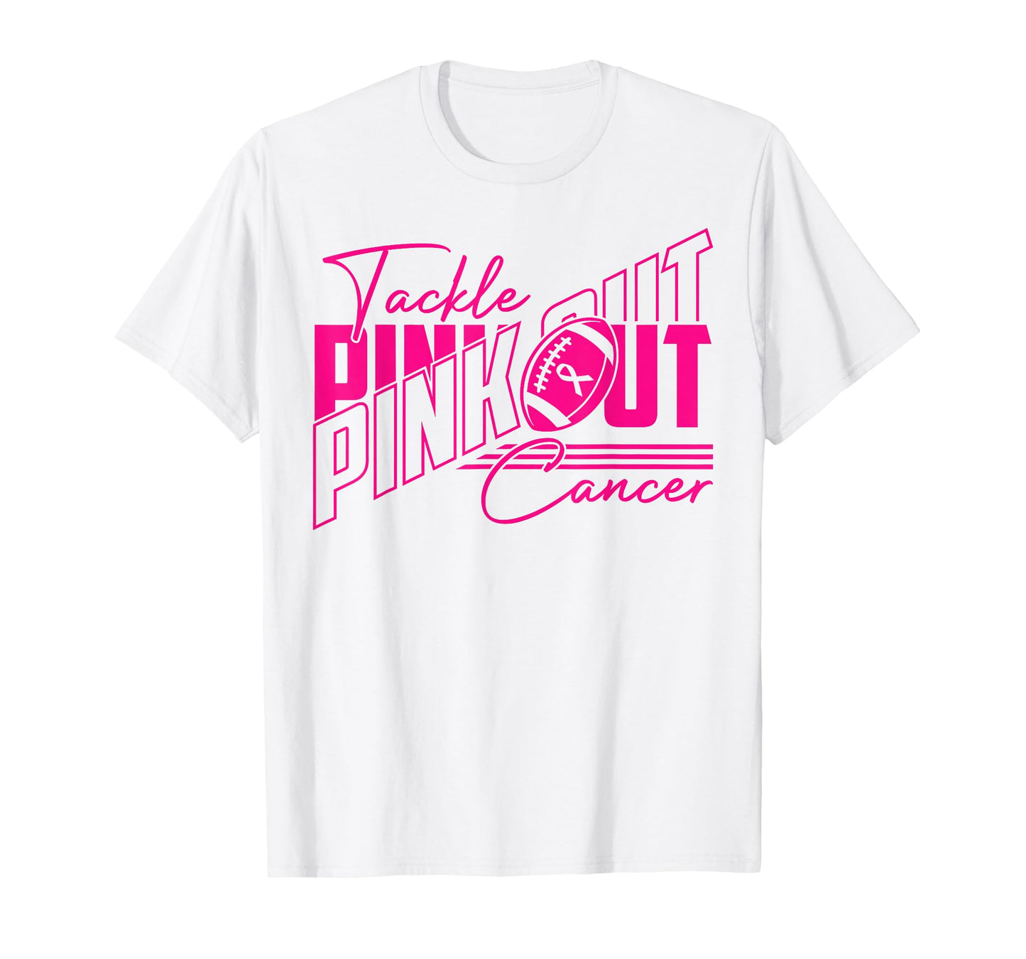 Tackle Cancer Pink Out Football Breast Cancer Awareness T-Shirt