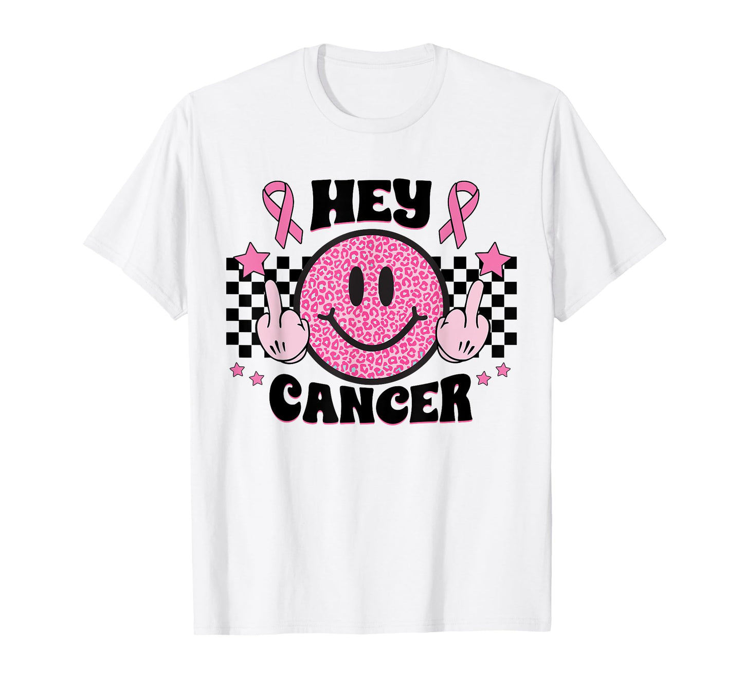 Fuck Cancer Smile Face Pink Ribbon Breast Cancer Awareness T-Shirt