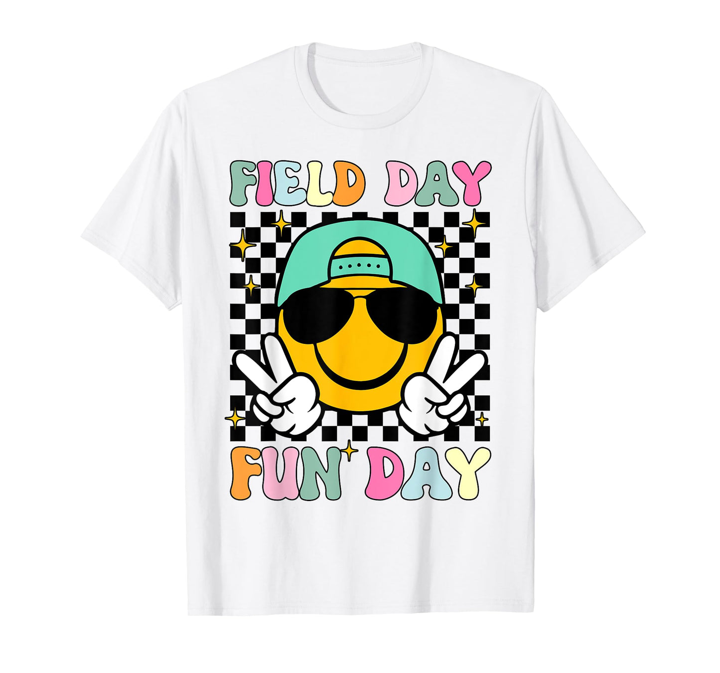Field Day Fun Day Smile Face Teacher Kids Field Day 2025 T-Shirt