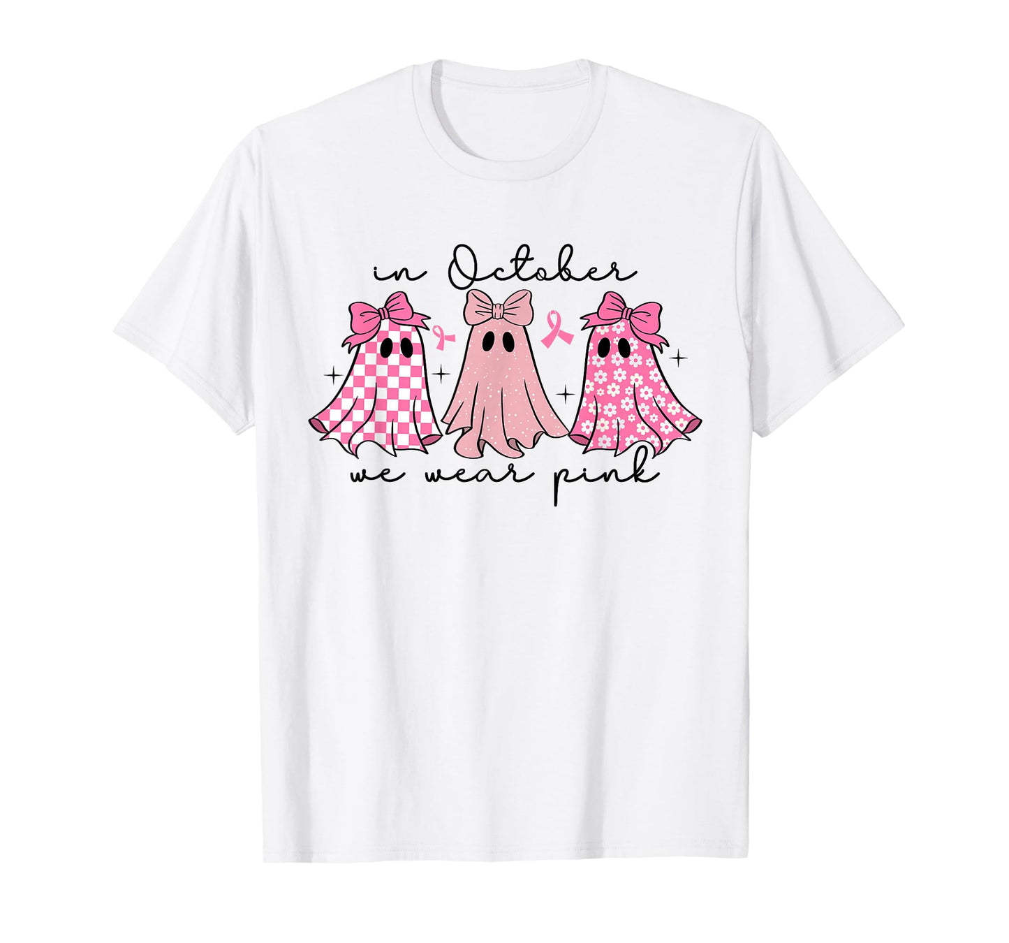 in October We Wear Pink Cute Ghost Women's Kids T-Shirt