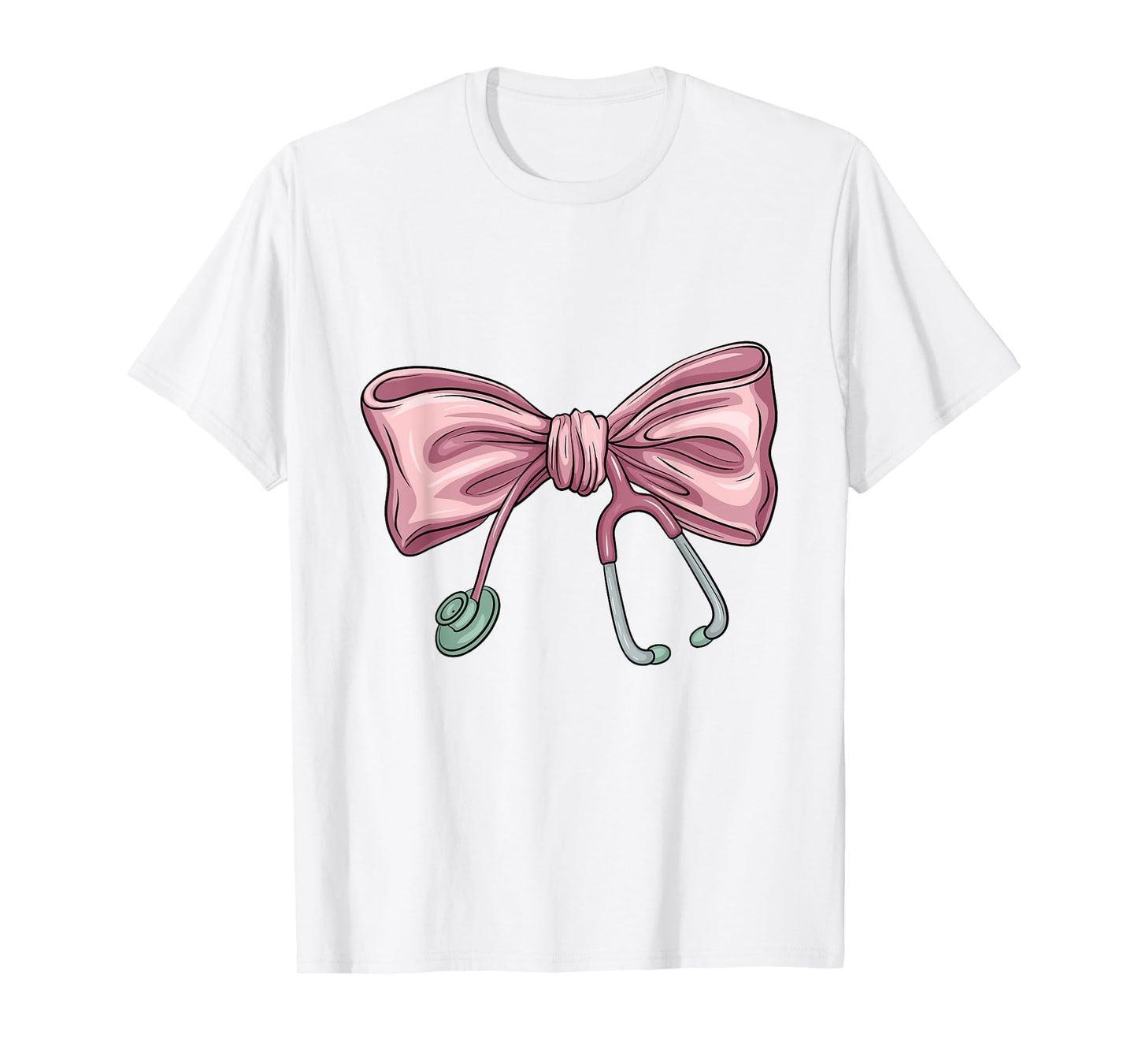 Pink Nurse Coquette Bow Stethoscope Nursing Medical Doctor T-Shirt