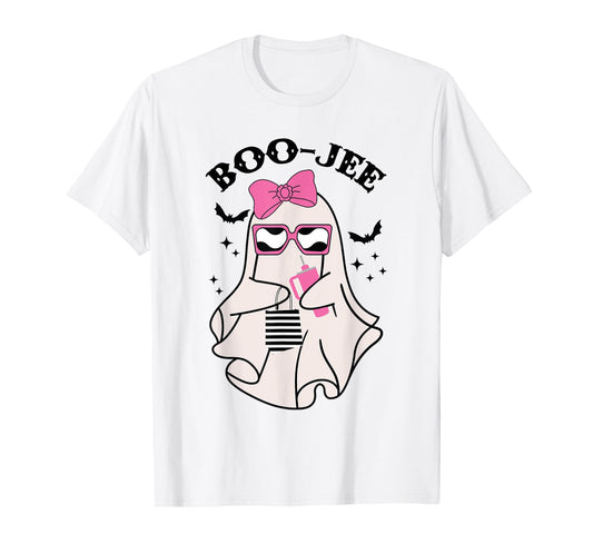 Boo-Jee Funny Halloween Cute Pink ghost Spooky season T-Shirt