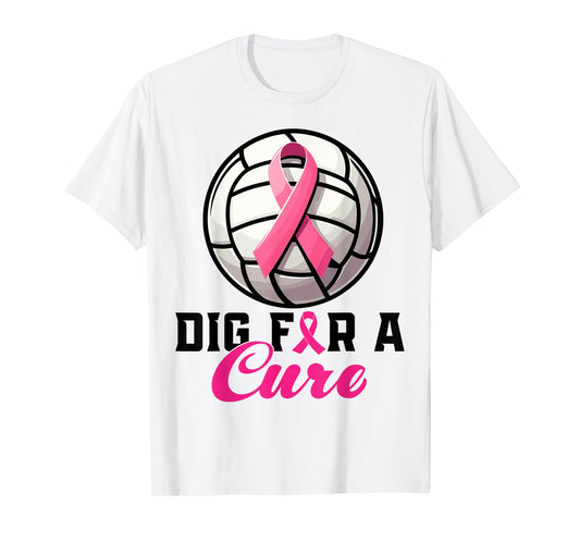 Dig For A Cure Breast Cancer Awareness Volleyball Pink T-Shirt