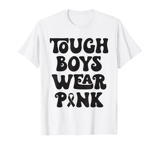 Tough Boys Wear Pink Funny Breast Cancer Awareness Men Kids T-Shirt