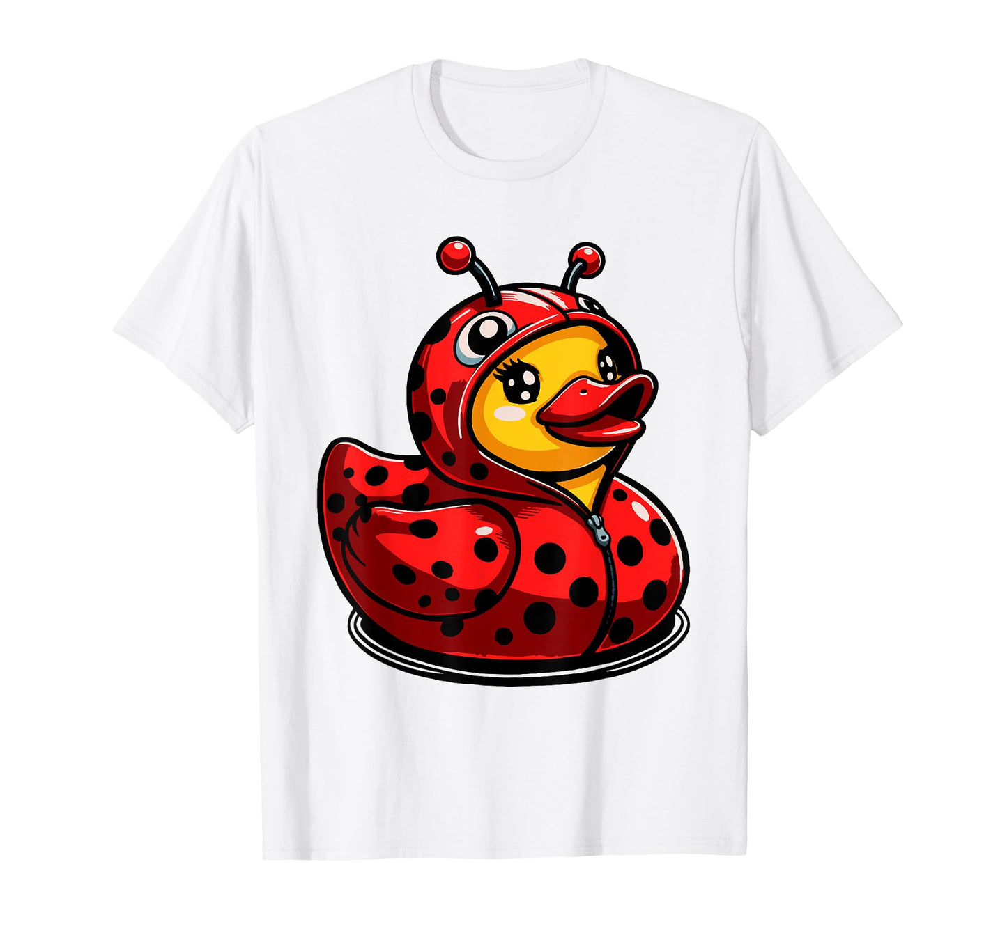 Ladybugs Ducks Ladybug Duck Lady Beetles Duckling T-Shirt - Unisex-Kids, Grey, Small, Short Sleeve, Cartoon, Halloween