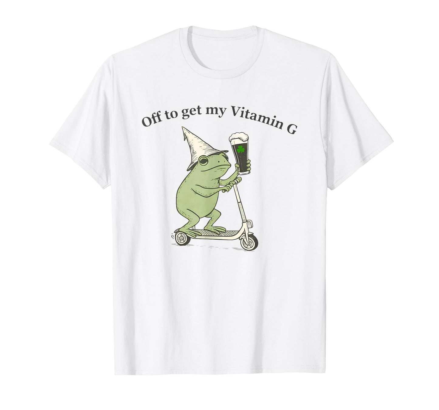 Funny St Patrick's Day Beer Frog Off to Get My Vitamin G T-Shirt - T-Shirt | White