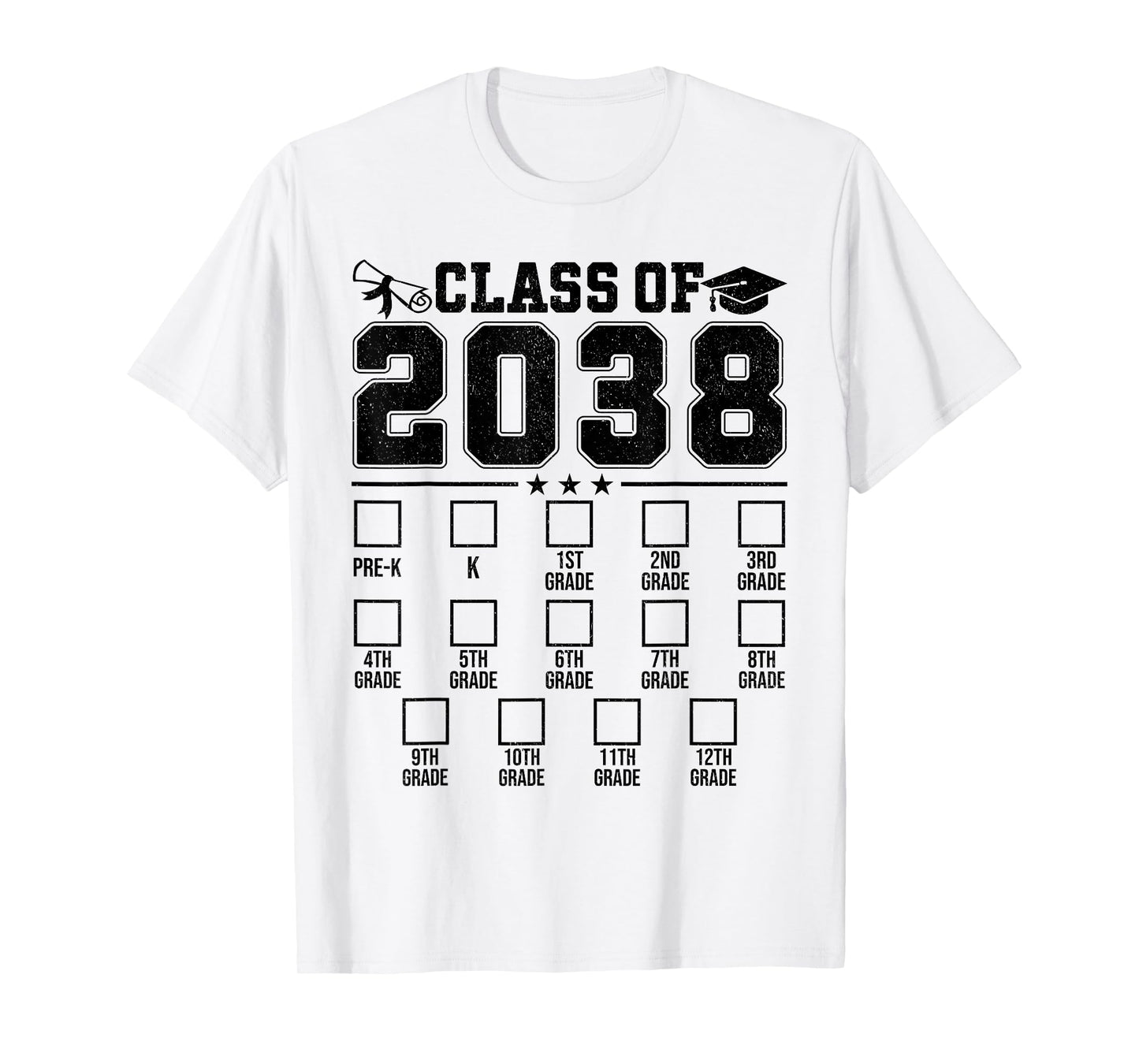Class of 2038 growing with me checklist k to 12th grade Boys T-Shirt