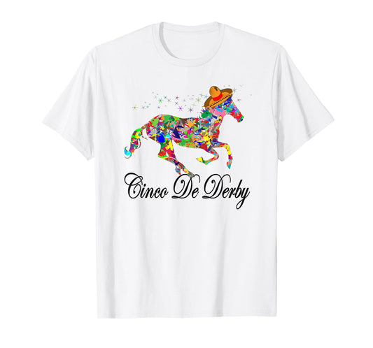 Derby Party Cinco De Mayo Horse Racing Sombrero Mexican Tee T-Shirt