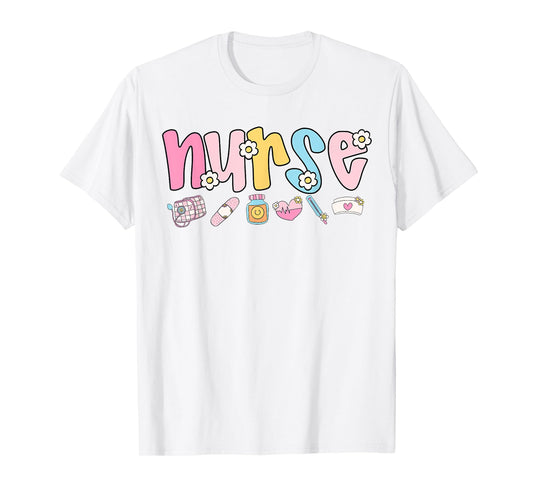 Cute Nurse Retro Nurses RN LPN Women School Life Work Scrub T-Shirt
