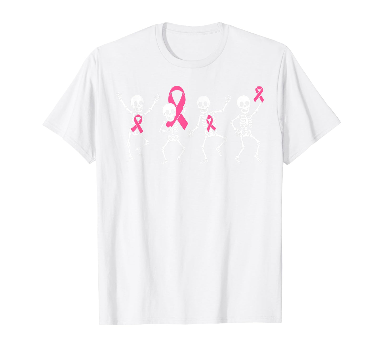 Pink Ribbon Breast Cancer Awareness Skeleton Boys Men Kids T-Shirt
